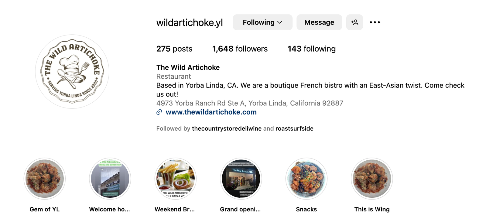 The Wild Artichoke Social Results